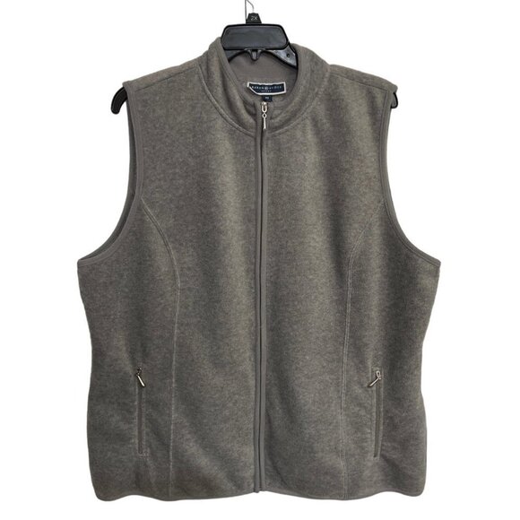 KARIN SCOTT SPORT Women's Fleece Vest Plus-Size 2X Grey Zip‎ Pockets Zip Front - Picture 9 of 10